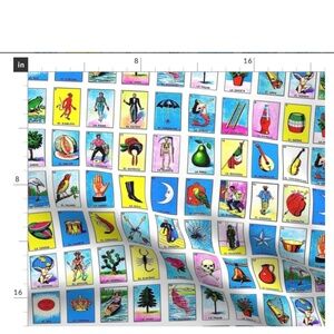 Fat Quarter, Mexican Bingo Game on cotton